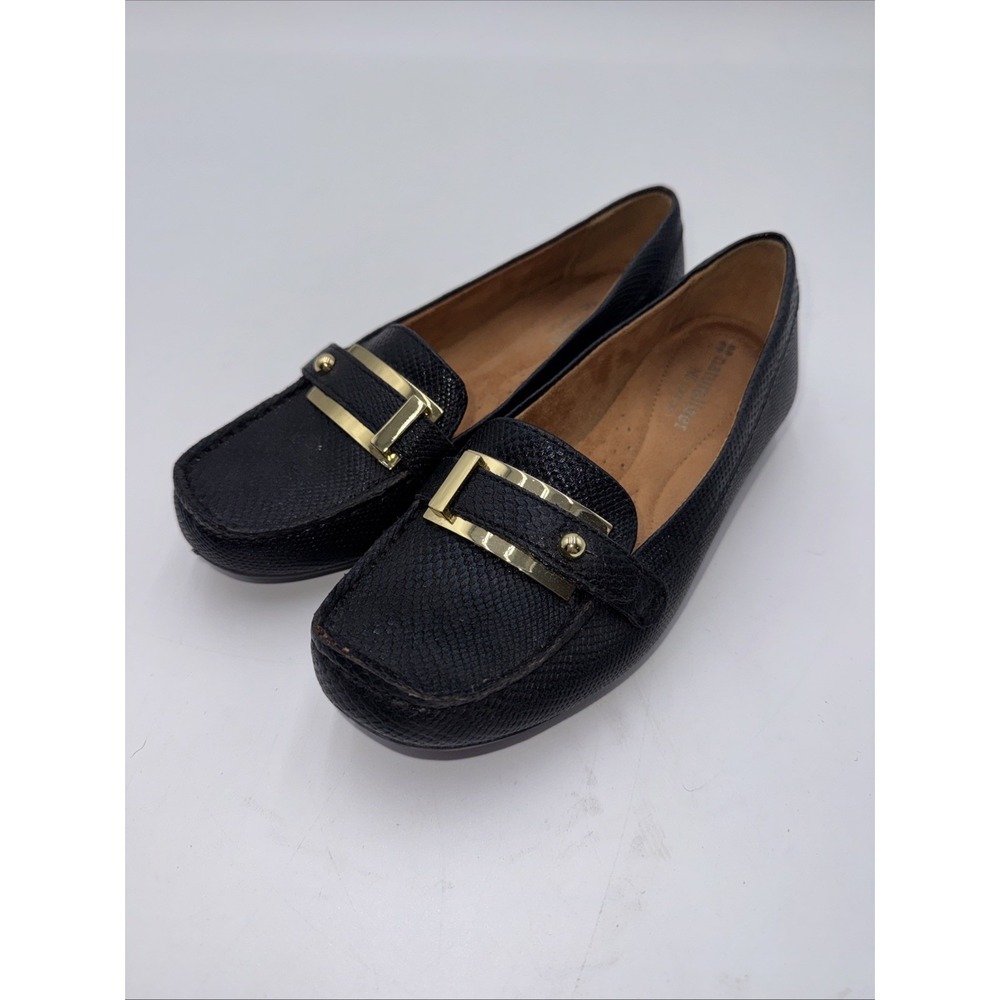 Naturalizer Gisella Lizard Casual Slip On Loafer Flat Shoe Women 5M Black Buckle